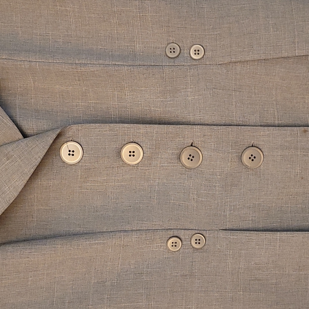 Vintage 1980s Scarlet Pleated Grey Pantsuit with Slit and Button Details - Picture 7 of 16